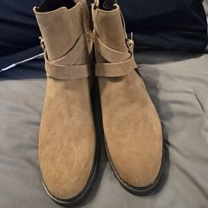 Donald J. Pliner Tan Ankle Boots Suede Lace-Up